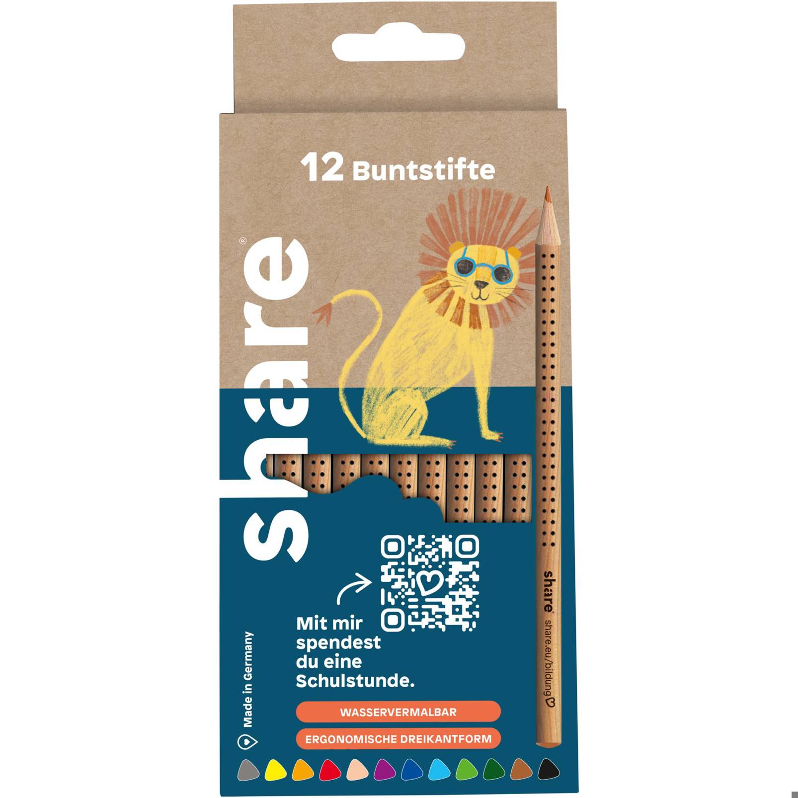 share - 4-0022 - Buntstift Set (Sortiert, 12 Stück)