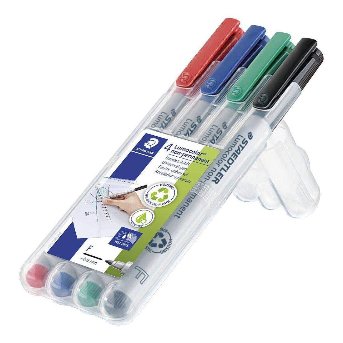 Staedtler - 316 - Folienstift, 1St. - Schwarz, Rot, Blau, Grün, 0.6mm, nicht wasserfest - für alle Oberflächen geeignet, intensive Farben