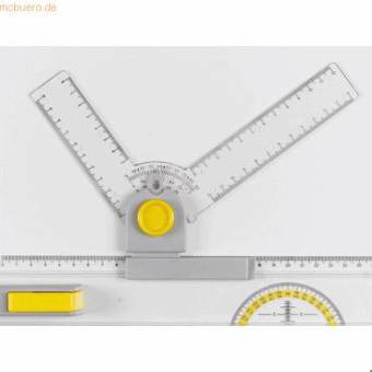 Aristo - 15 Grad Winkelzeichner für Zeichenplatte (Rastmechanismus, transparent, Rack-Größe: 483 mm (19”))
