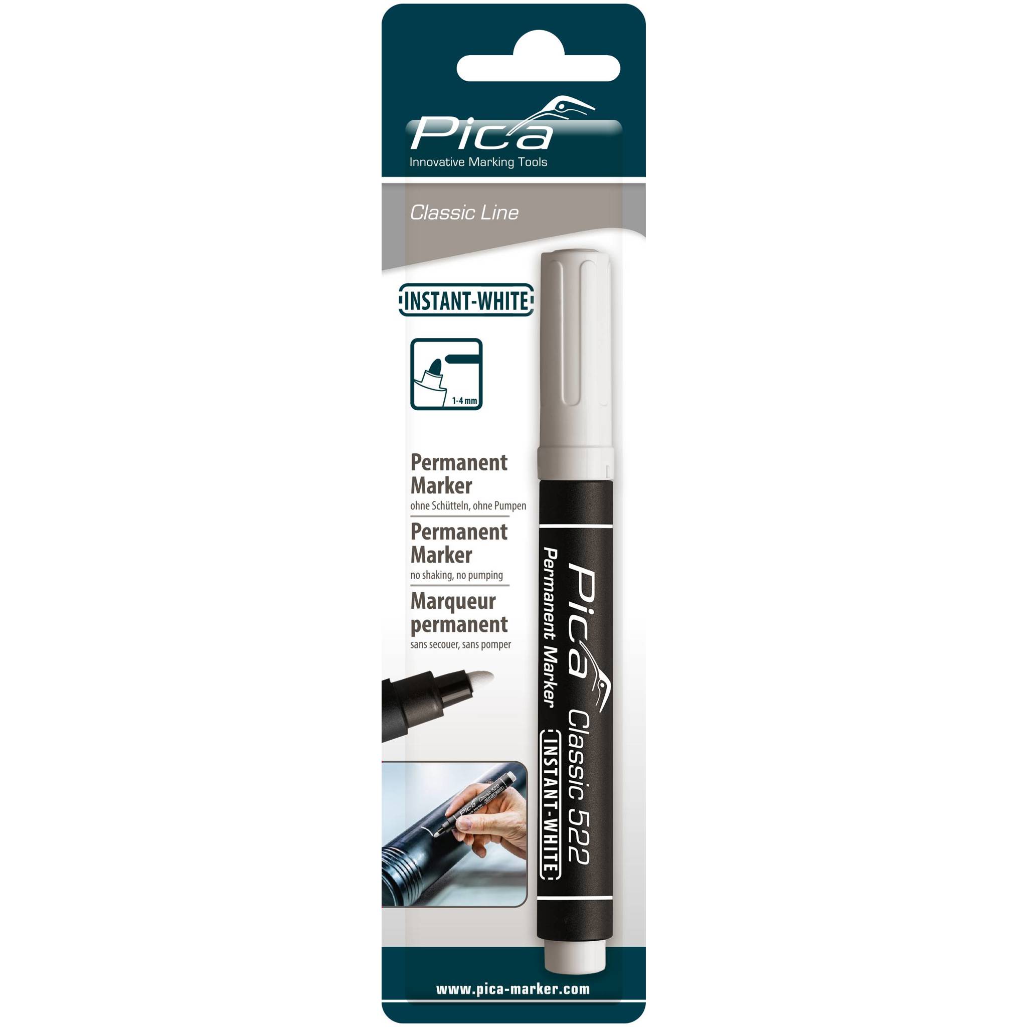 Pica - INSTANT white Runde Spitze (1-4mm) Permanentmarker (Weiß, 1St., 200mm)