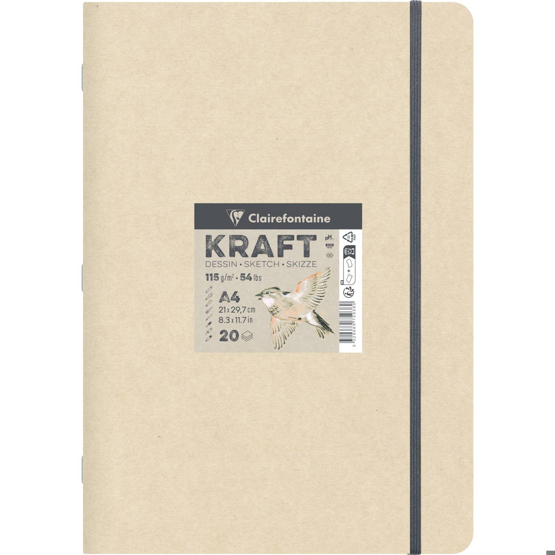 Clairefontaine - 975938C Kraft Skizzenheft (Farbige Zeichnung, 10St.)