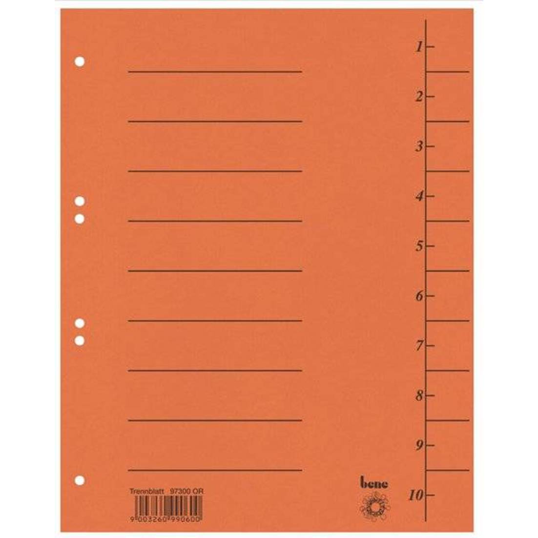 Bene - 1-10 Trennelement vorgedruckt für A4 (Packung mit 100)