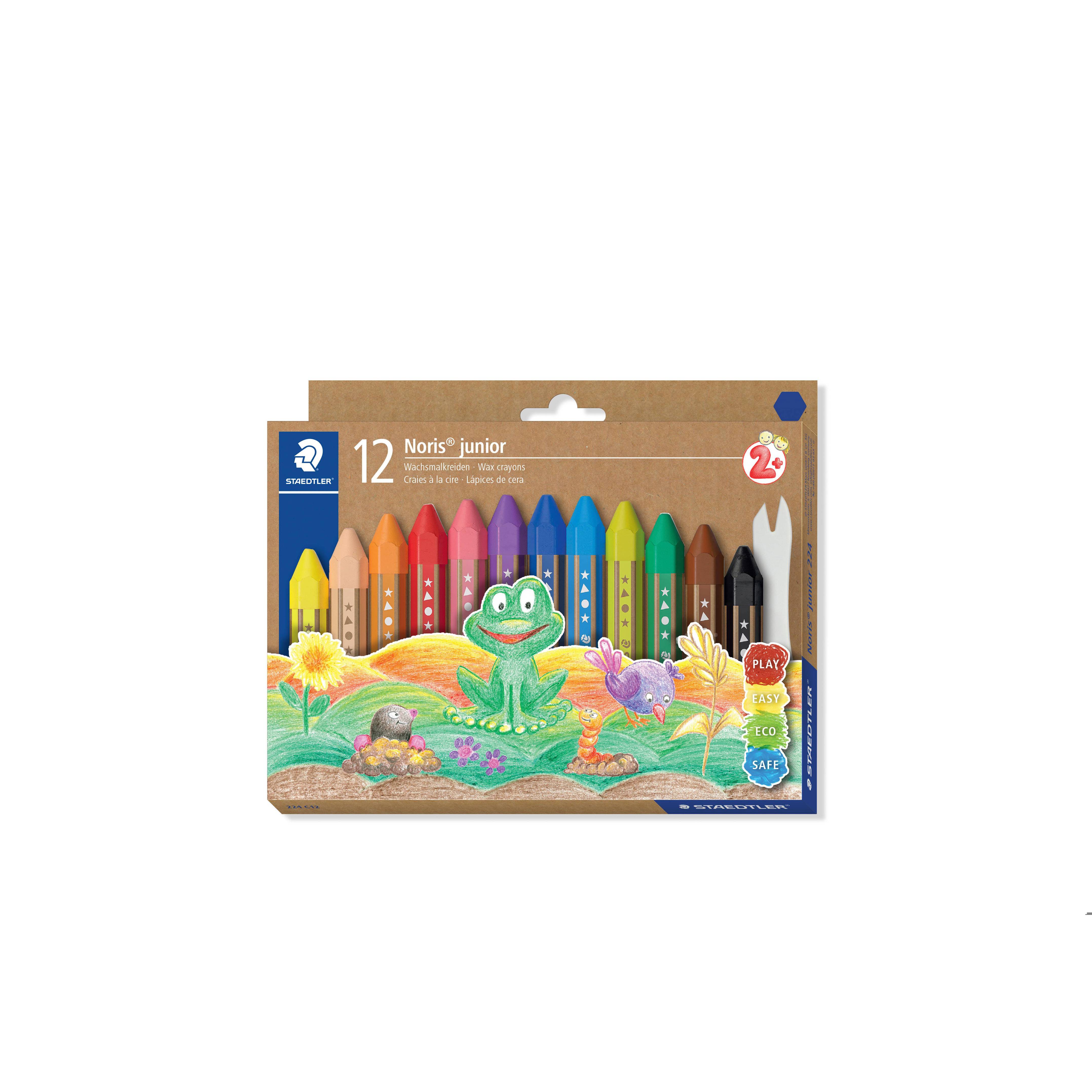 Staedtler - 224 Noris® junior Wachsmalkreide (sechskant, Kartonetui, 12 Farben, 1St.)