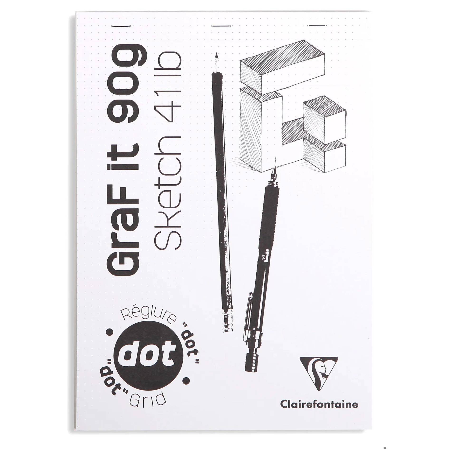 Clairefontaine - 96653C Skizzenblock GraF'it (5 Stk., DIN A4, Dot/punktkariert, 80 Blatt, Trockene Techniken)