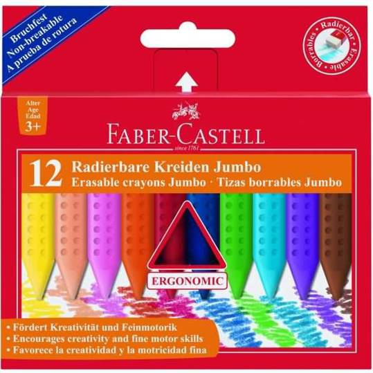 Faber-Castell - Jumbo Kreide Set (ergonomische Dreikantform) - 12St. farbig im Etui